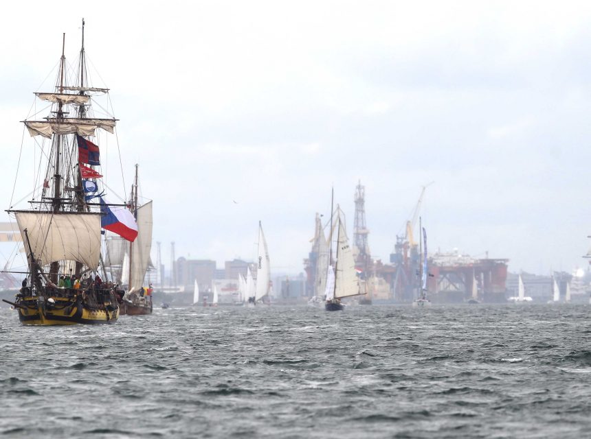 MCAULEY MULTIMEDIA.. Tall ships depart Belfast Lough as they form a parade on route to near Castlerock to start the next leg of their journey to Norway . Pic Steven McAuley/McAuley Multimedia